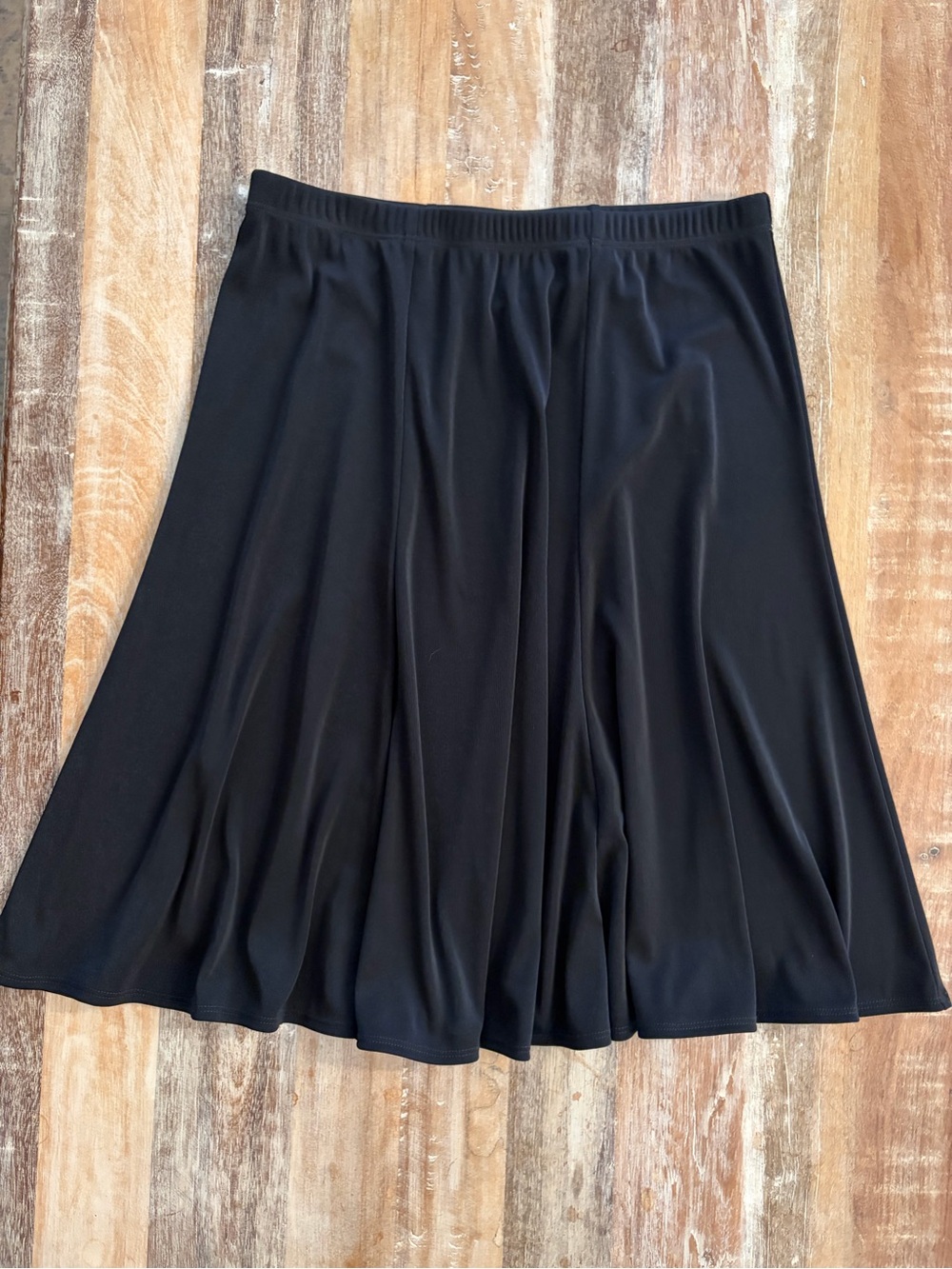 Additions by Chico's A-Line Skirt Midi Black Large Chico’s Size 2 Travel Slinky